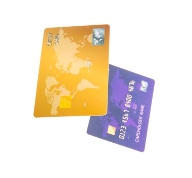 Beyaz arka planda kredi kartları uçuyor