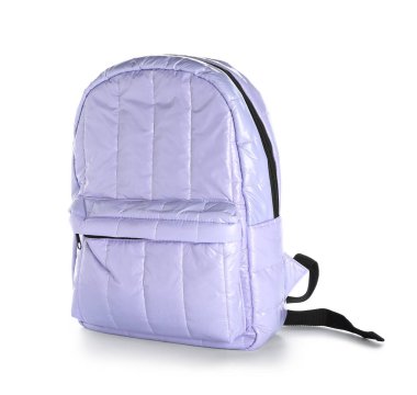 Beyaz arkaplanda şık okul çantası