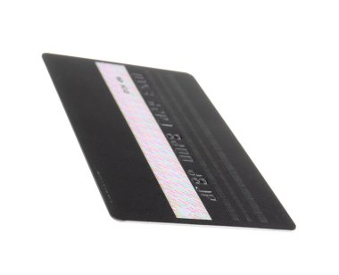 Beyaz arkaplanda koyu renk kredi kartı, arka plan