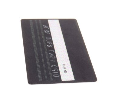 Beyaz arkaplanda koyu renk kredi kartı, arka plan