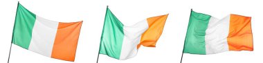 Beyaz arkaplanda İrlanda bayrakları