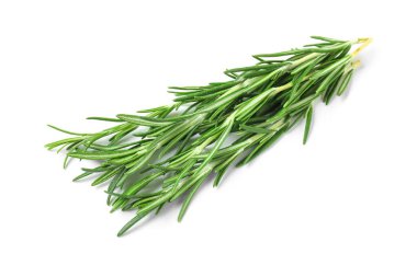 Beyaz arkaplanda izole edilmiş taze biberiye dalları, yakın plan