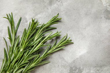 Gri grunge arka planda bir demet taze biberiye