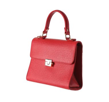 Beyaz arkaplanda uçan kırmızı çanta