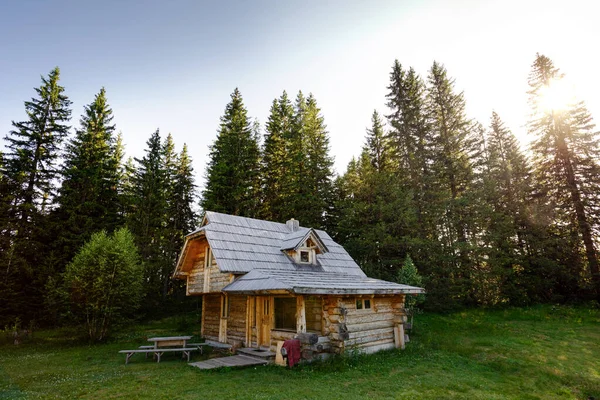 Tradizionale Casa Legno Nella Foresta — Foto Stock