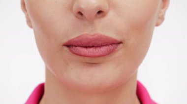 Kadının ağzı, yakın portre.