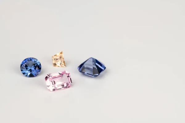 Colorful Sapphire Gemstones on white Background