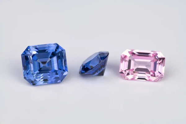 Colorful Sapphire Gemstones White Background — Stock Photo, Image