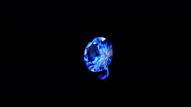 Cut Sapphire Gemstone Black Background — Stock Video