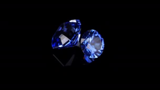 Голубые Сапфировые Драгоценные Камни Чёрном Фоне — стоковое видео