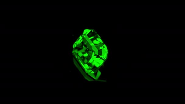 Green Precious Gemstone Black Background — Stock Video
