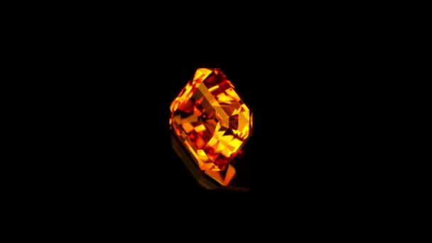 Diamante Amarillo Gema Sobre Fondo Negro — Vídeo de stock