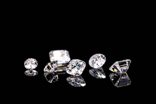 Diamanter Svart Bakgrund — Stockfoto