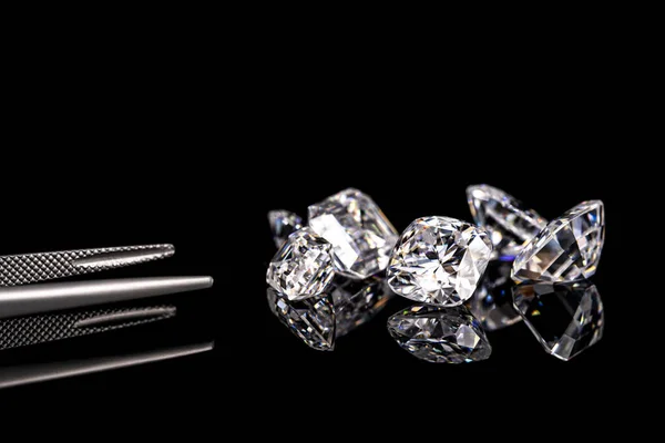 Diamantové Drahokamy Černém Pozadí — Stock fotografie