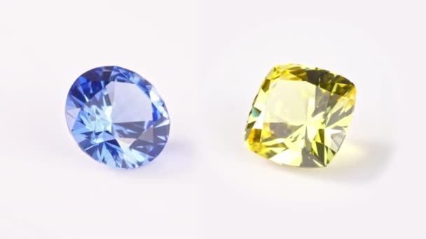 Blue Yellow Sapphire Stones — Stock Video