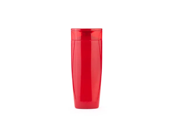 Червоний Пластиковий Шампунь Пляшка Лосьйону Білому Тлі — стокове фото