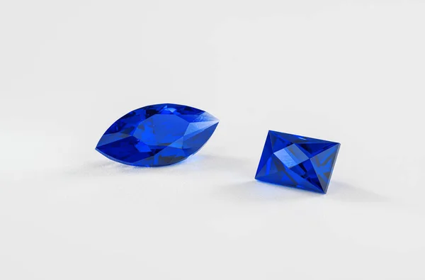 Piedras Preciosas Zafiro Azul Sobre Fondo Blanco — Foto de Stock