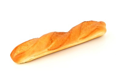 A long, thin, white bread loaf with a brown crust. The bread is uneaten and unopened