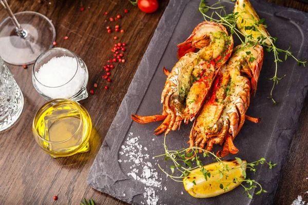 Lobster Flavored Butter Herb Butter Lemon Delicious Healthy Traditional Food — Stock Photo, Image