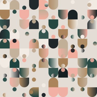 Soyut geometrik şekiller ve kalın formlarla yapılmış Ortaçağ hareket tasarımından esinlenilmiş dekoratif sanat. Poster, kapak, sanat, sunum, baskı, kumaş, duvar kağıdı ve benzeri dijital grafikler.