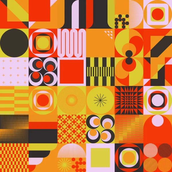 Vzor Moderního Umění Inspirovaný Designem Bauhaus Abstraktními Geometrickými Tvary Smělými — Stockový vektor