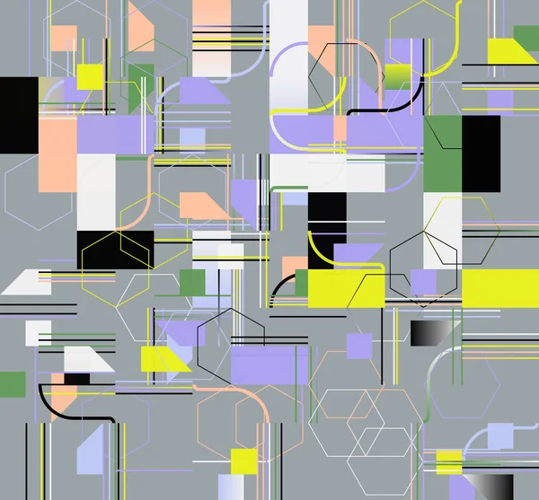 ベクトル抽象形と生成幾何学的形状で作られたデジタルコラージュグラフィックパターン ウェブ背景のために有用な ポスターアートデザイン 雑誌フロントページ ハイテク印刷 カバーアートワーク — ストックベクタ