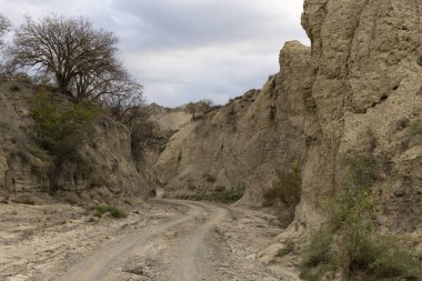 Yarı çöl panoramik manzaralı Gürcistan 'daki Vashlovani Milli Parkı manzarası