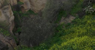 Ronda köprüsü, panoramik manzaralı İspanyol turistik kent merkezi.