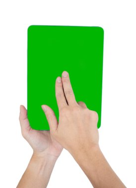 Beyaz üzerine izole aygıt ile el eylemi