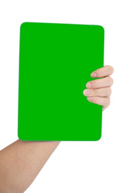 Beyaz üzerine izole aygıt ile el eylemi