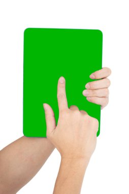 Beyaz üzerine izole aygıt ile el eylemi