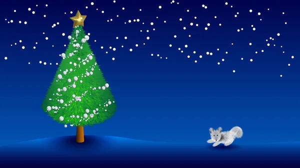 Weihnachtsbaum Und Weißfuchs — Stockfoto