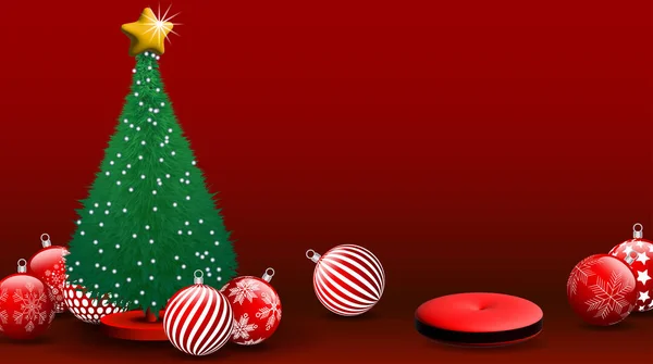 Kerstboom Bal Met Product Aanwezig Base — Stockfoto
