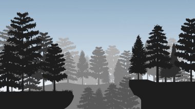 Orman ağaçlarının Silhouettes