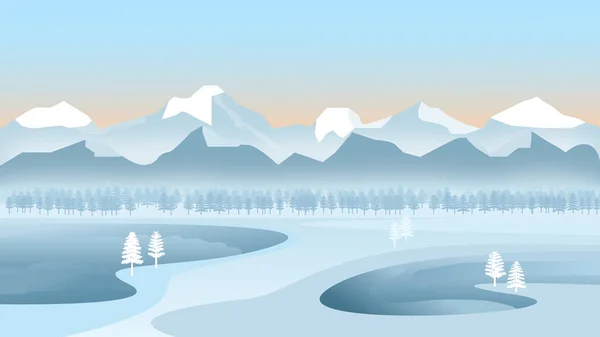 Зимний Пейзаж Горами — стоковый вектор