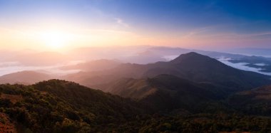Mountian range landscape look from view point of Pui Ko Mountain in Tak province, Thailand