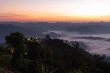 Mountian range landscape look from view point of Montawan Mountain in Tak province, Thailand