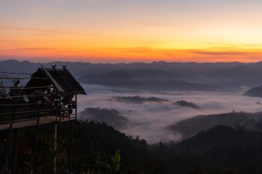 Mountian range landscape look from view point of Montawan Mountain in Tak province, Thailand