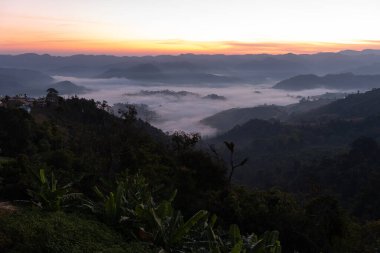 Mountian range landscape look from view point of Montawan Mountain in Tak province, Thailand
