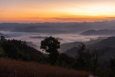 Mountian range landscape look from view point of Montawan Mountain in Tak province, Thailand