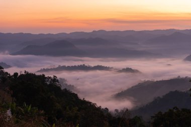 Mountian range landscape look from view point of Montawan Mountain in Tak province, Thailand