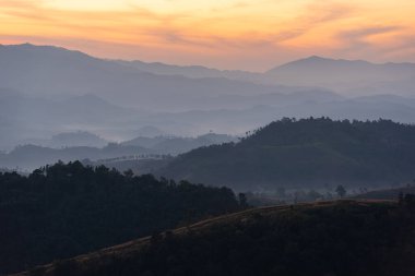 Mountian range landscape look from view point of Montawan Mountain in Tak province, Thailand