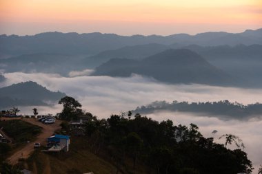 Mountian range landscape look from view point of Montawan Mountain in Tak province, Thailand