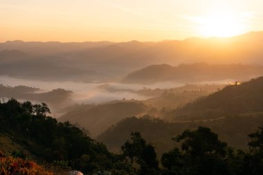 Mountian range landscape look from view point of Montawan Mountain in Tak province, Thailand