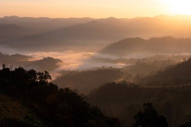 Mountian range landscape look from view point of Montawan Mountain in Tak province, Thailand