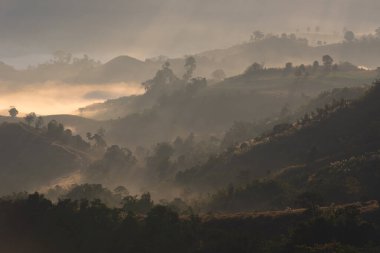 Mountian range landscape look from view point of Montawan Mountain in Tak province, Thailand