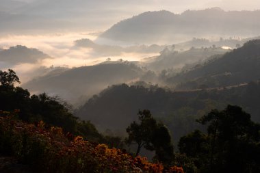 Mountian range landscape look from view point of Montawan Mountain in Tak province, Thailand