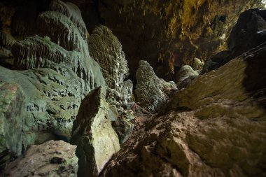 Sunbeam in cave Tak province in Thailand stock photo