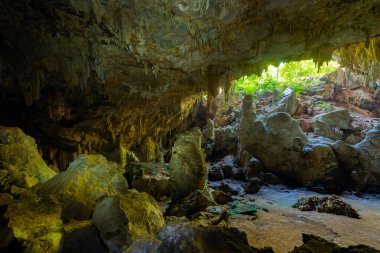 Sunbeam in cave Tak province in Thailand stock photo