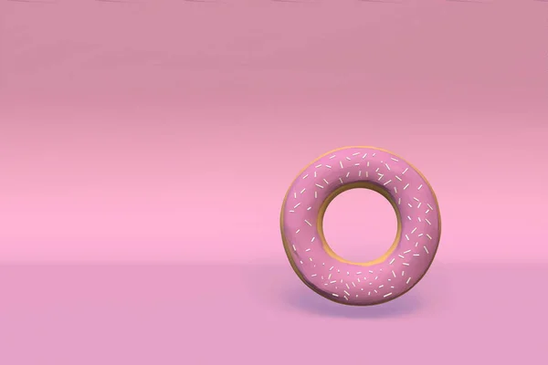 Рожевий Пончик Фоновим Рожевим Кольором — стокове фото